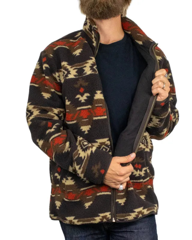 Wrangler - Fleecejacka - Sherpa Fleece Jacket Aztec Chocolat - Brun