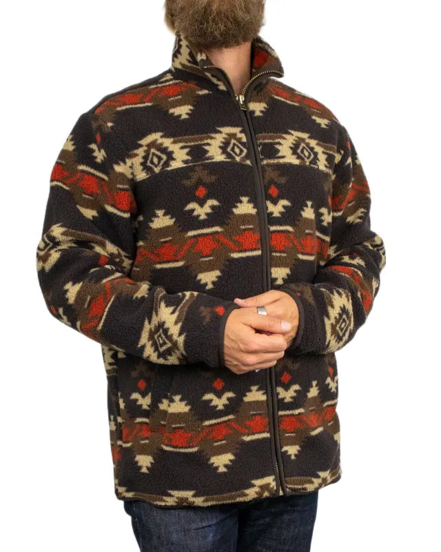 Wrangler - Fleecejacka - Sherpa Fleece Jacket Aztec Chocolat - Brun