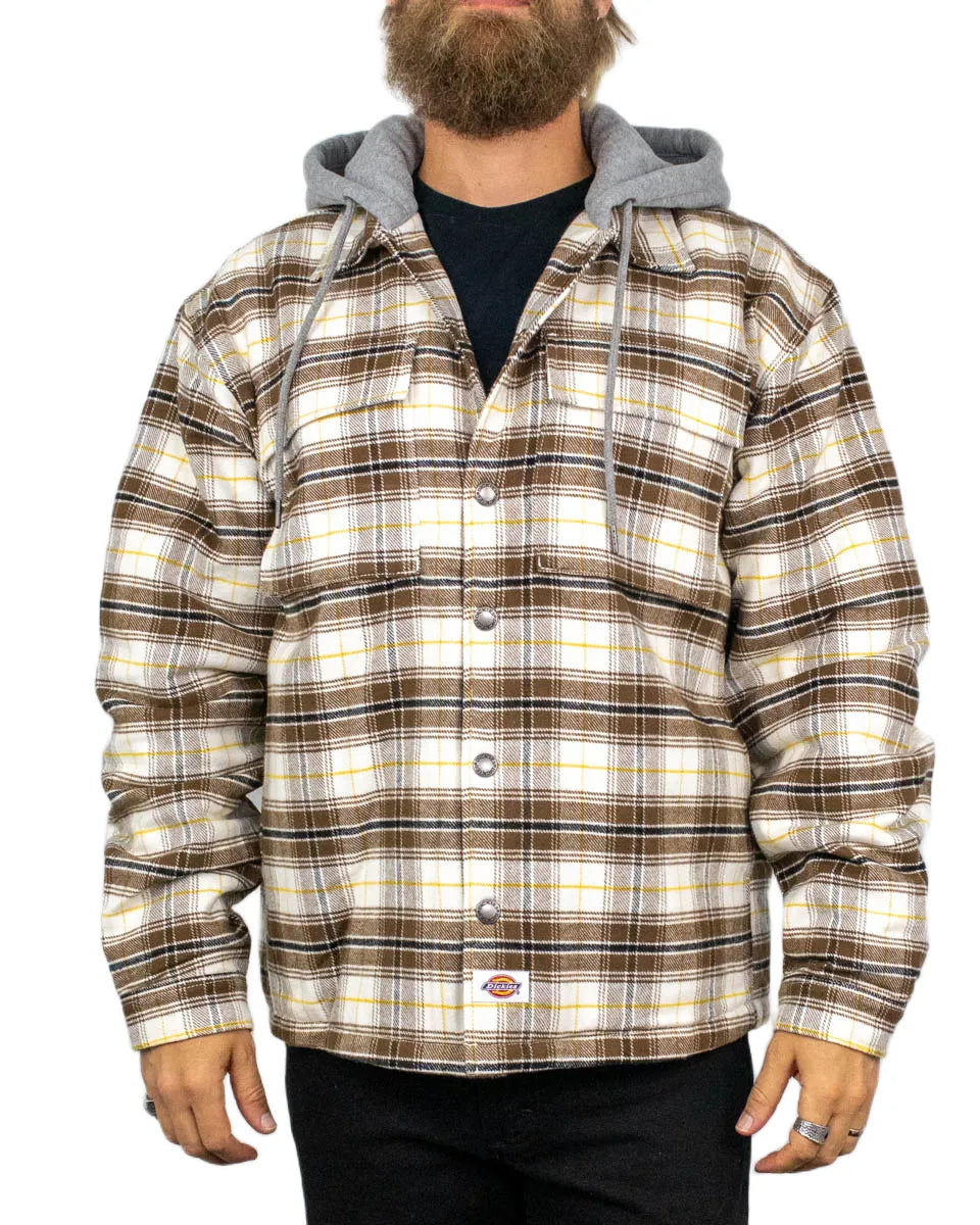 Dickies - Overshirt - Eustis Hooded Flannel - Khaki / Beige
