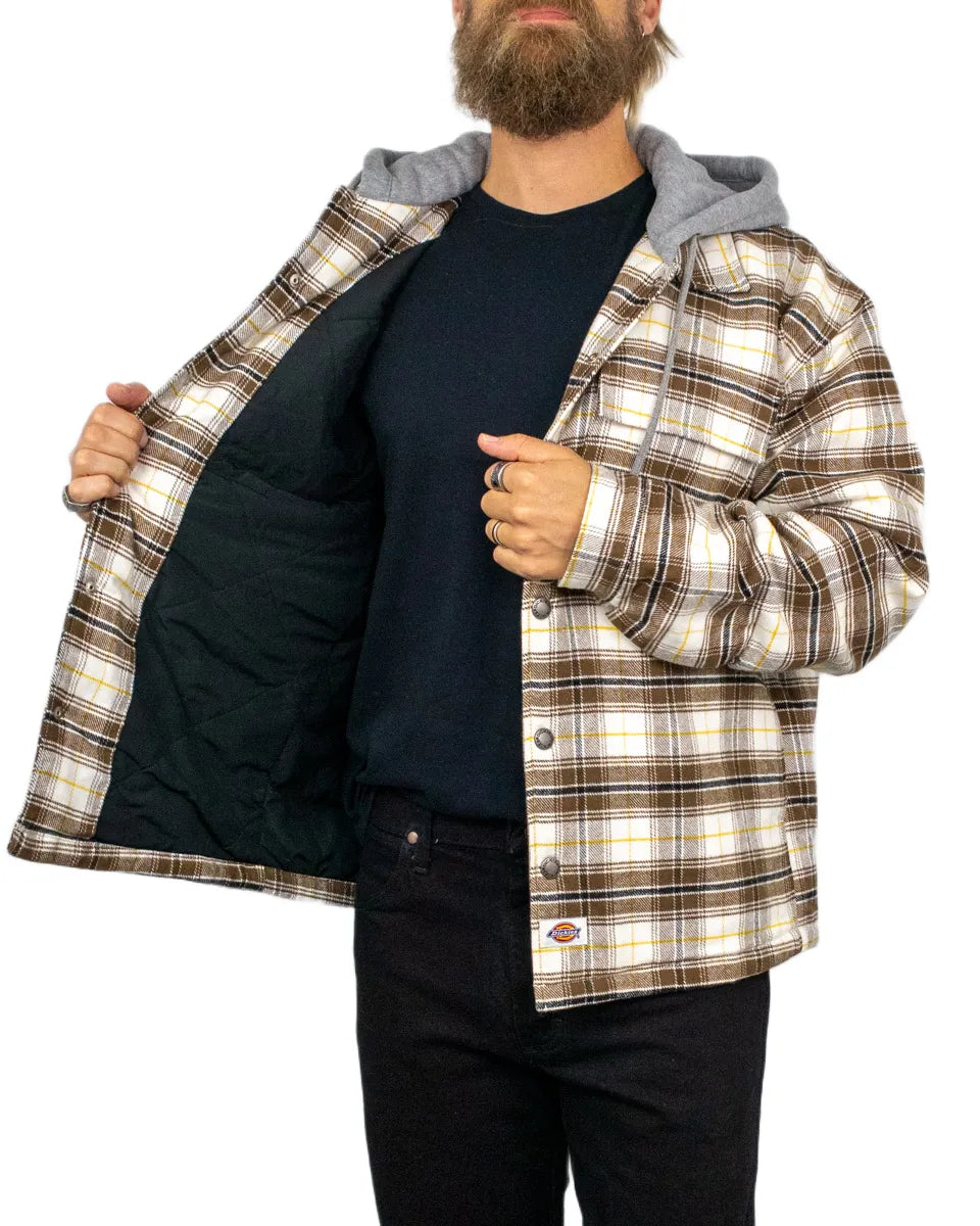 Dickies - Overshirt - Eustis Hooded Flannel - Khaki / Beige