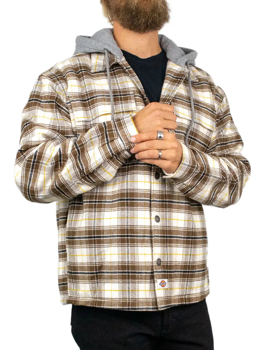 Dickies - Overshirt - Eustis Hooded Flannel - Khaki / Beige