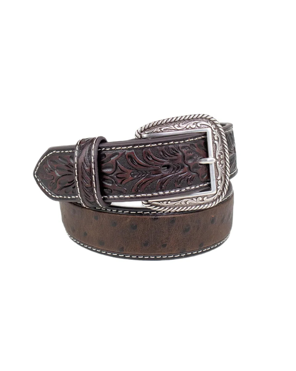 Ariat - Läderbälte - Ostrich Tooled - Brun