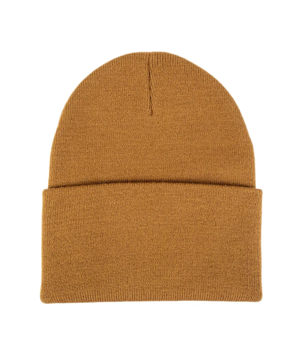 Carhartt A18 Knit Cuffed Beanie i brun, baksida