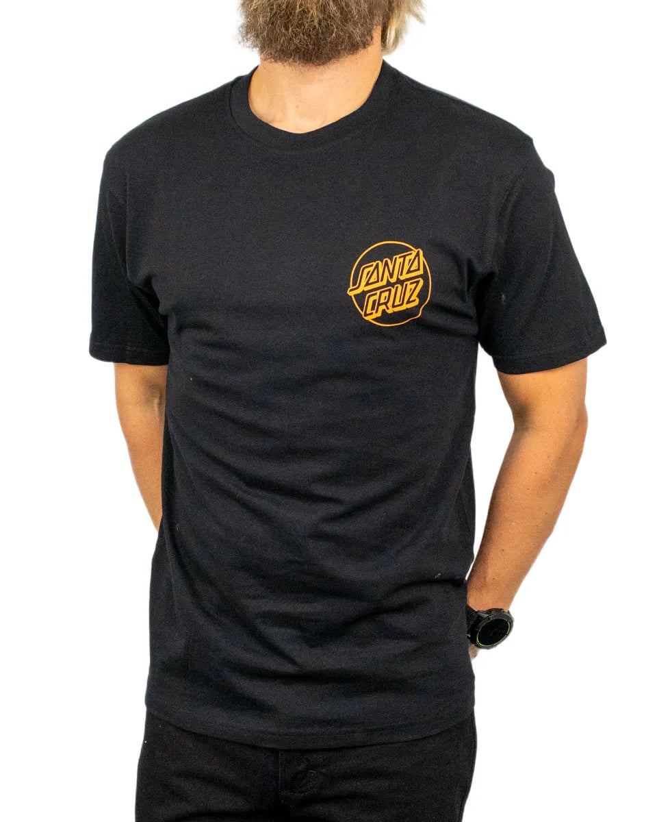 Santa Cruz Forging Dot t-shirt i svart, framsida med orange logga