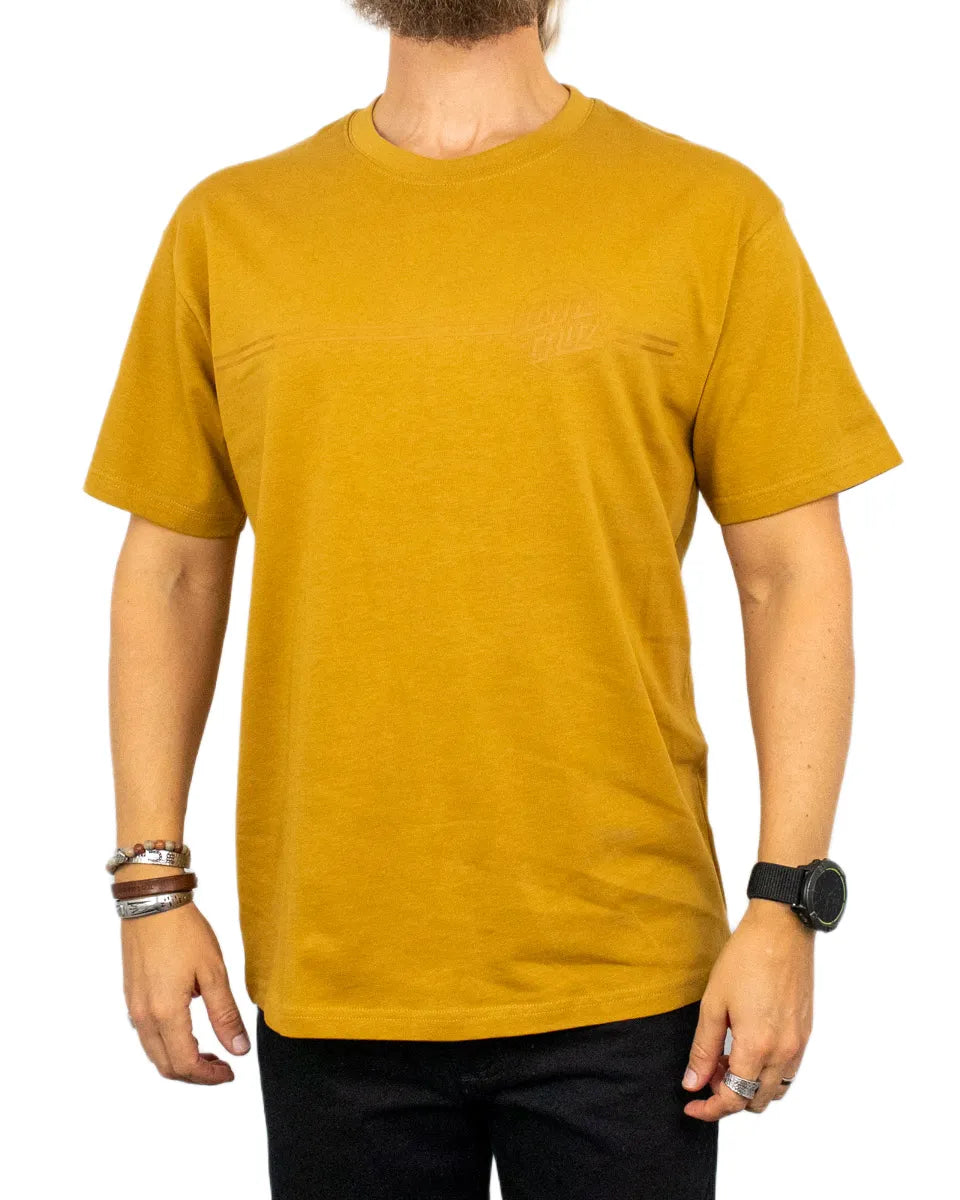 Santa Cruz Tonal Opus Dot Stripe t-shirt i senapsgul, framsida