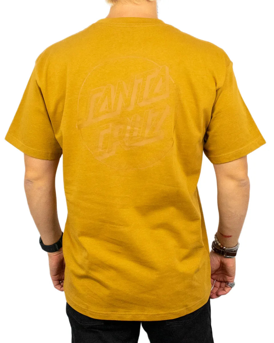 Santa Cruz Tonal Opus Dot Stripe t-shirt i senapsgul, baksida med tonad logga