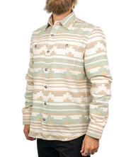 Iron & Resin Salton flanellskjorta i beige och grönt, snett framifrån