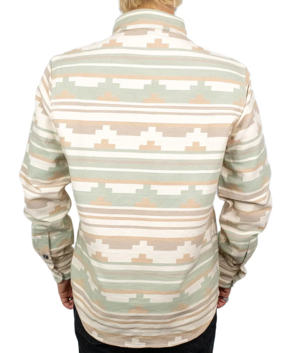 Iron & Resin Salton flanellskjorta i beige och grönt, baksida