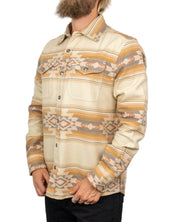 Iron & Resin Klamath flanellskjorta i beige, snett framifrån