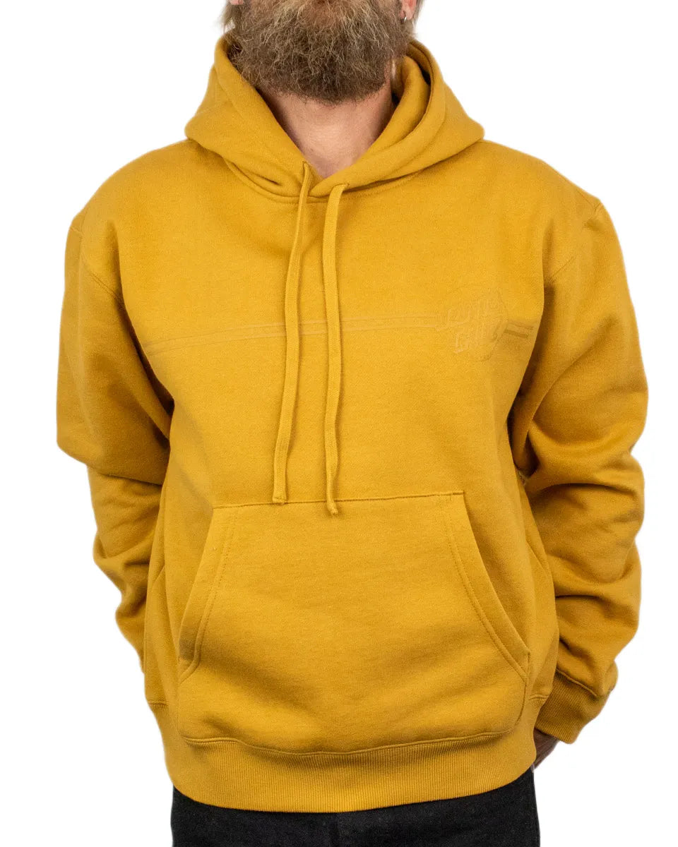 Santa Cruz Tonal Opus Dot Stripe hoodie i senapsgul, framsida med känguruficka