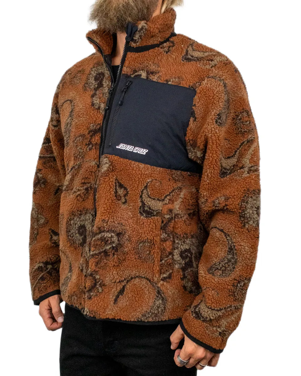 Santa Cruz Freestyle Jacket fleecejacka i rostbrun paisley, från sidan