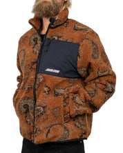 Santa Cruz Freestyle Jacket fleecejacka i rostbrun paisley, snett framifrån