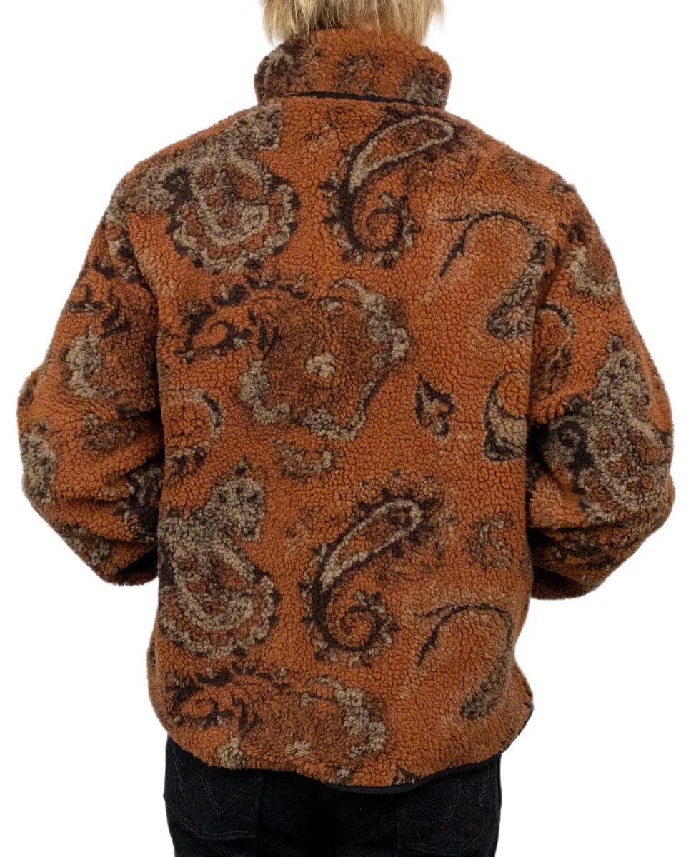 Santa Cruz Freestyle Jacket fleecejacka i rostbrun paisley, baksida