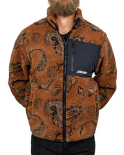 Santa Cruz Freestyle Jacket fleecejacka i rostbrun paisley, framsida med bröstficka