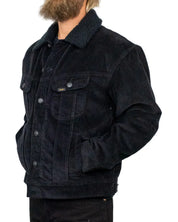 Lee Relaxed Sherpa Jacket i svart manchester, från sidan