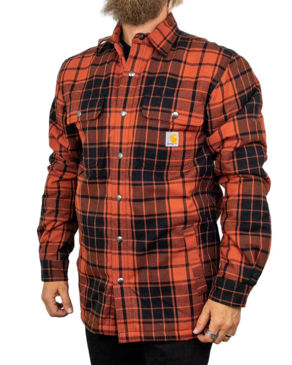 Carhartt sherpafodrad flanellskjorta i roströd ruta, framsida