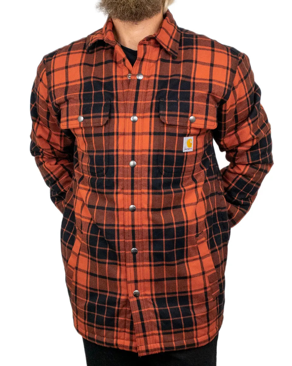 Carhartt sherpafodrad flanellskjorta i roströd ruta, framsida