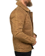 Iron & Resin Waxed Nautilus Jacket i brun vaxad canvas, från sidan