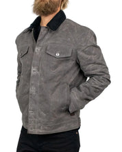 Iron & Resin Scout Jacket i koksgrå vaxad canvas, snett framifrån