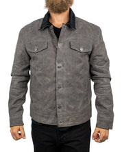 Iron & Resin Scout Jacket i koksgrå vaxad canvas, framsida med manchesterkrage