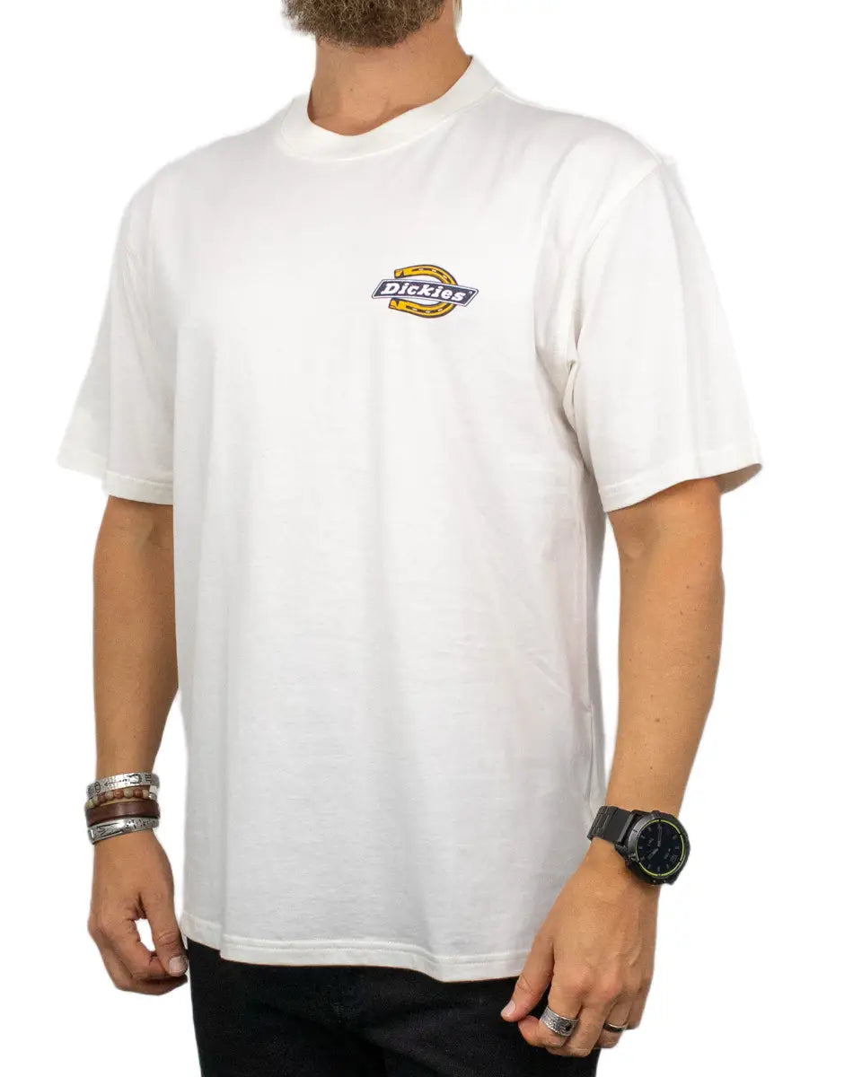Dickies Paradise t-shirt i off white, framsida snett från sidan