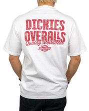 Dickies Chinle t-shirt i vitt, rött Dickies Overalls-tryck på ryggen