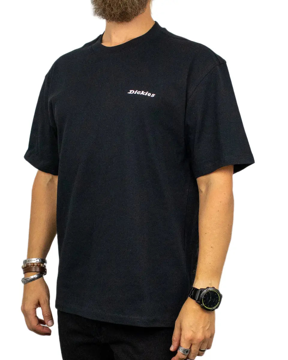 Dickies Loretto t-shirt i svart, framsida med broderat skript