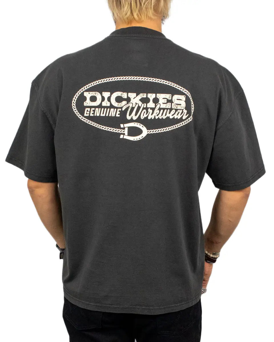 Dickies Avondale t-shirt i tvättad svart, Genuine Workwear-tryck på ryggen