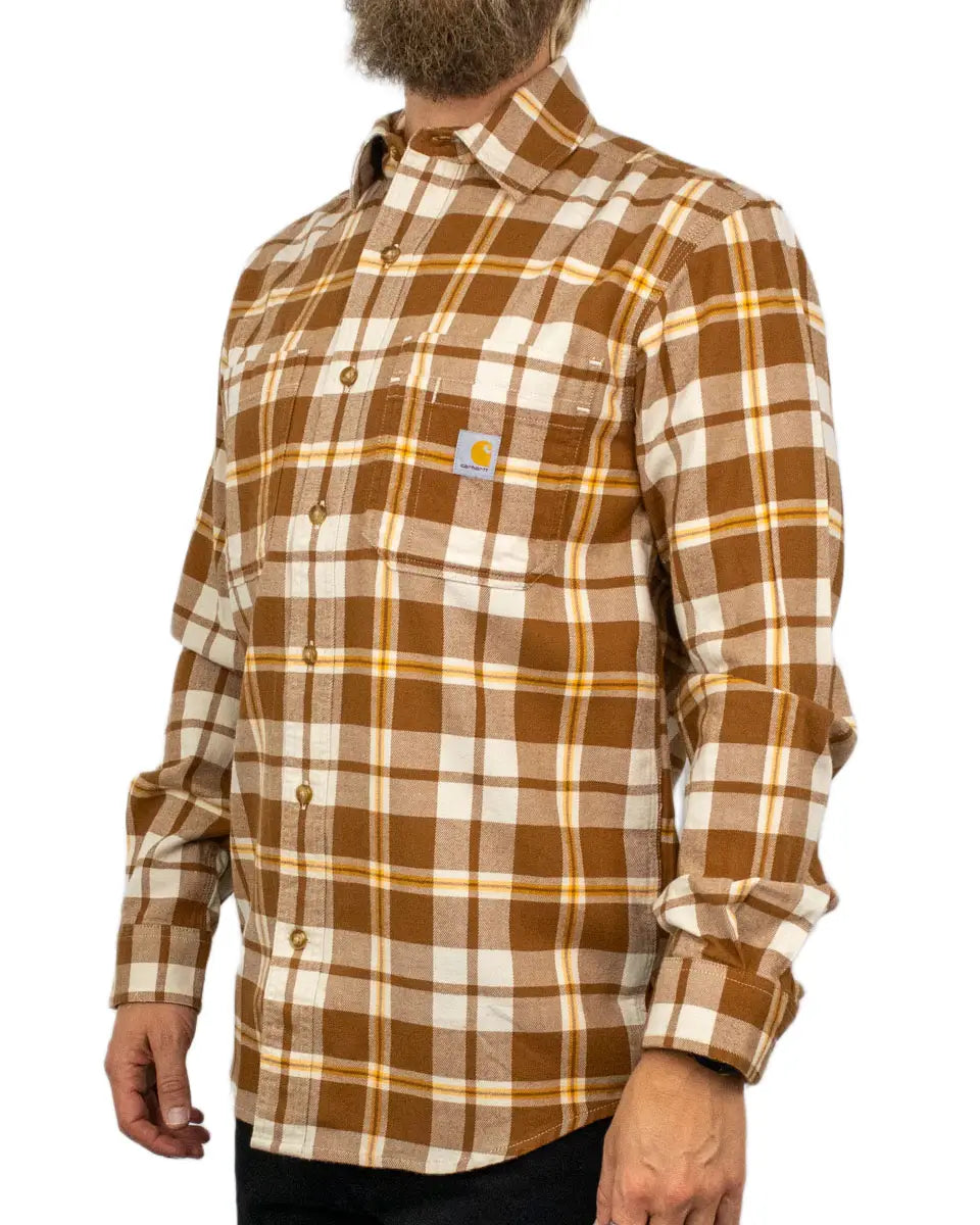 Carhartt Hamilton flanellskjorta i brun ruta, från sidan