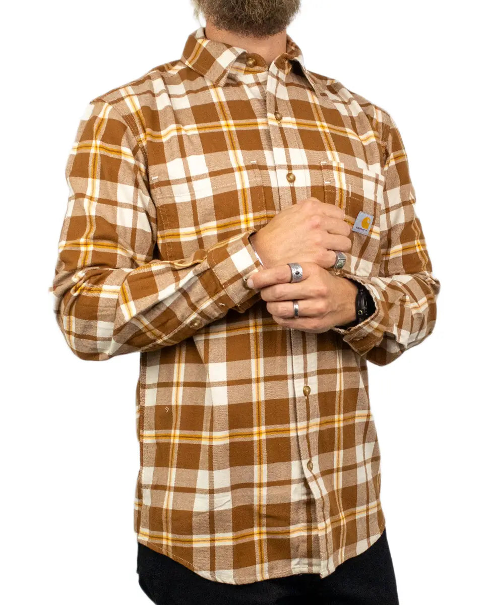 Carhartt Hamilton flanellskjorta i brun ruta, framsida