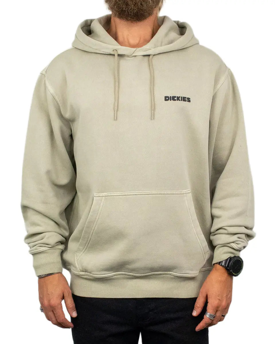 Dickies McDermitt hoodie i khaki/beige, framsida med känguruficka