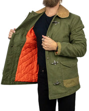 Chesapeake's Bedford Fireman jacka i grön jungle cloth, detalj