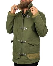 Chesapeake's Bedford Fireman jacka i grön jungle cloth, detalj