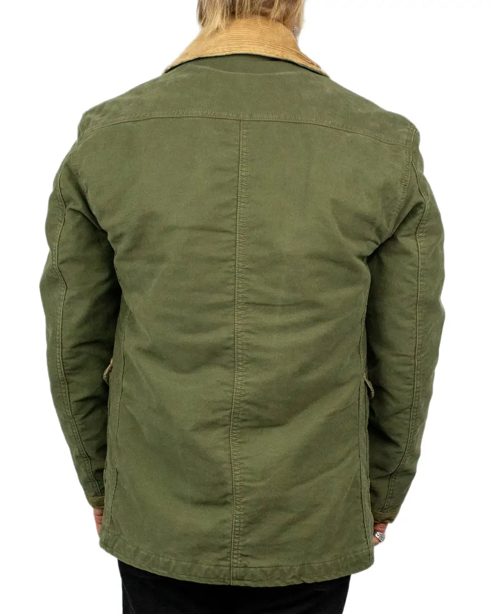 Chesapeake's Bedford Fireman jacka i grön jungle cloth, detalj