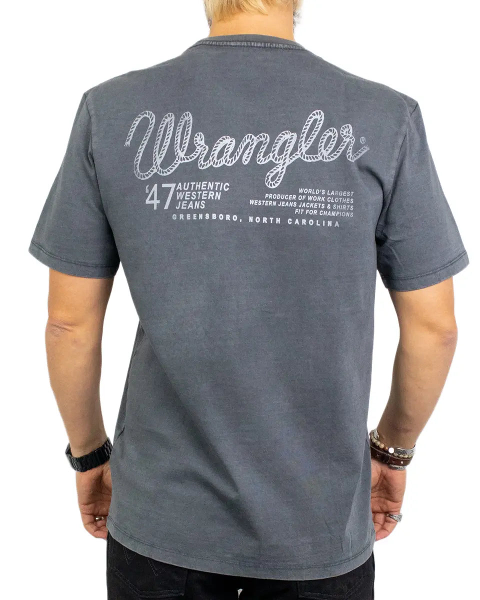 Wrangler Graphic Tee i urtvättat svart, tryck på ryggen