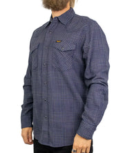 Wrangler Western Shirt i blå Heathered Indigo, framsida