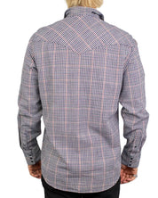 Wrangler Western Shirt i rutigt rött och indigo, baksida med westernok