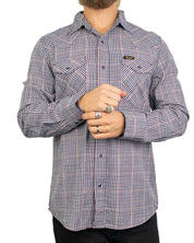 Wrangler Western Shirt i rutigt rött och indigo, framsida