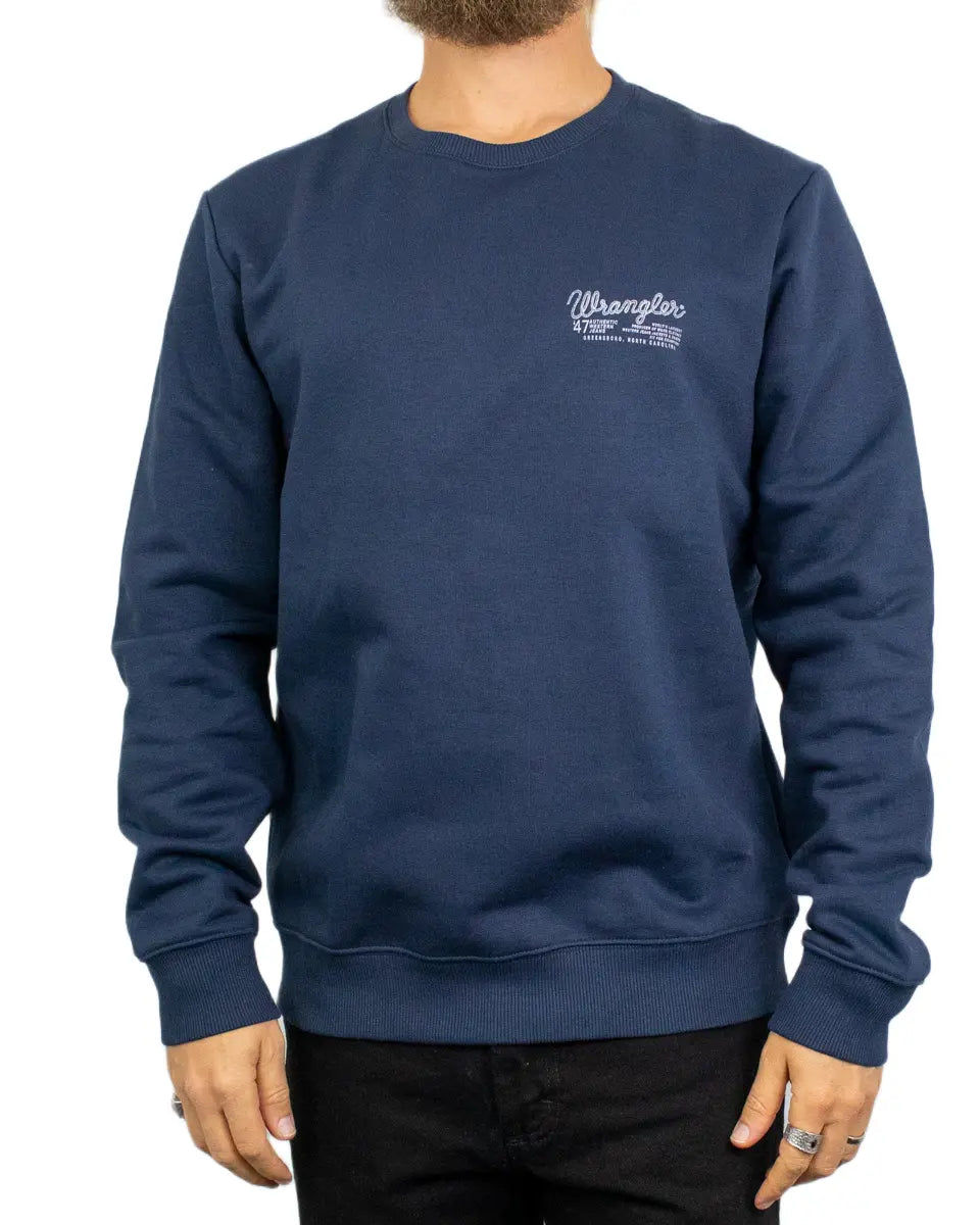 Wrangler Graphic Crew sweatshirt i mörkblått, framsida