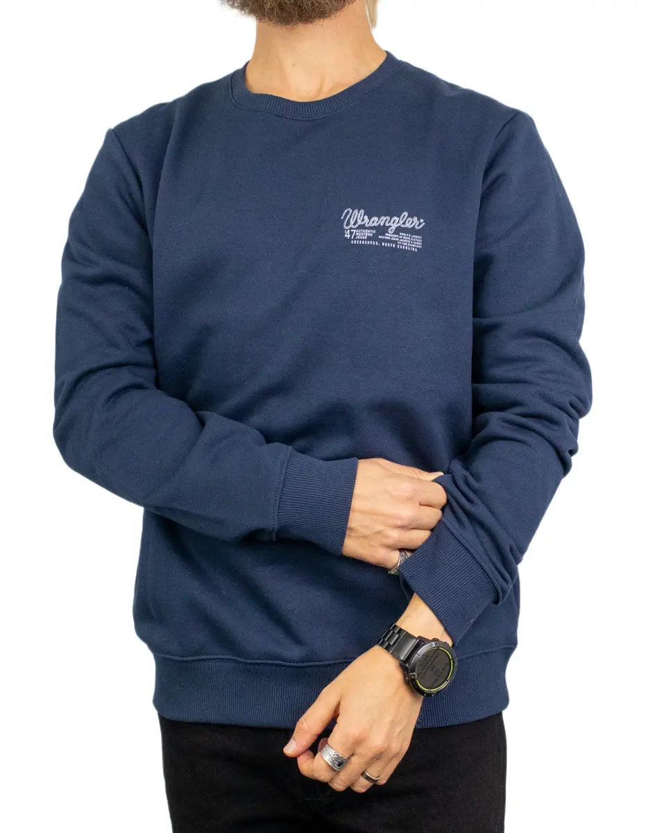 Wrangler Graphic Crew sweatshirt i mörkblått, framsida