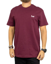 Lee Small Logo T-shirt i vinröd Fig, framsida