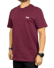 Lee Small Logo T-shirt i vinröd Fig, framsida