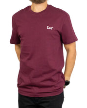 Lee Small Logo T-shirt i vinröd Fig, framsida