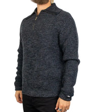 Lee Mock Neck Zip stickad tröja i svartgrått, framsida