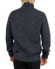 Lee Mock Neck Zip stickad tröja i svartgrått, baksida