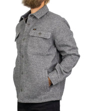 Lee Wool Overshirt ullskjorta i gråmelerat, från sidan