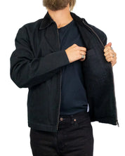Deus Ex Machina Address Workwear canvasjacka i svart, öppen med foder