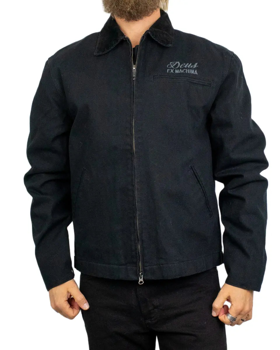 Deus Ex Machina Address Workwear canvasjacka i svart, framsida