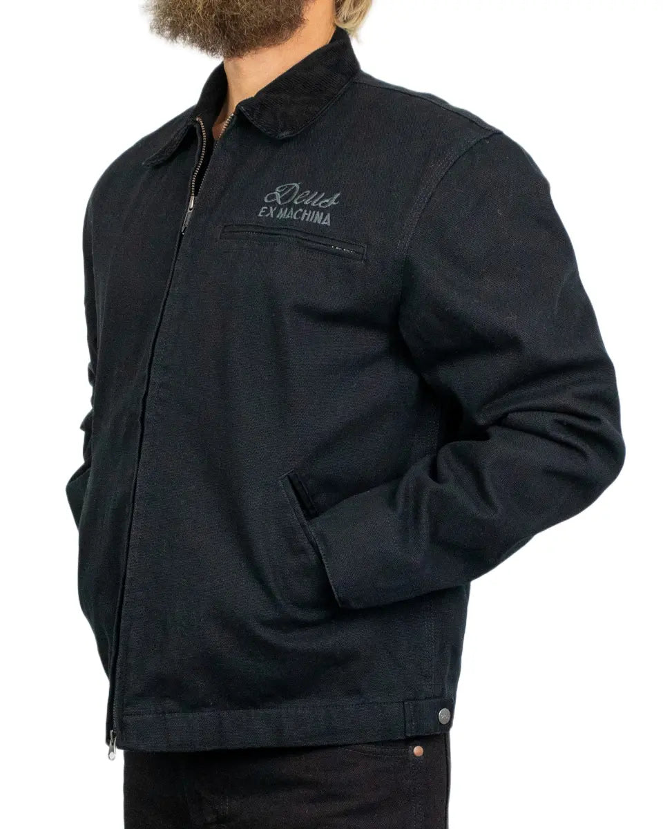 Deus Ex Machina Address Workwear canvasjacka i svart, från sidan