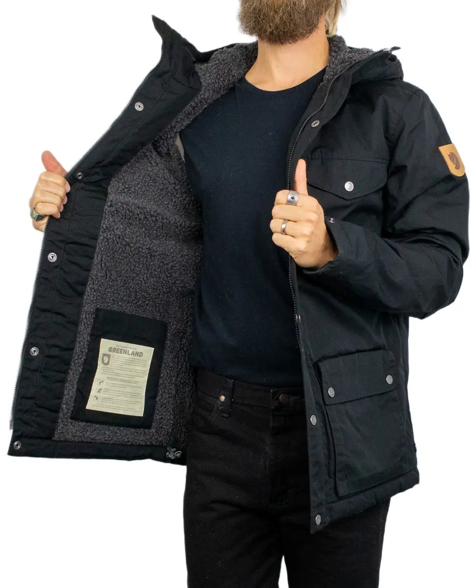 Fjällräven Greenland Winter Jacket i svart, foder och innerficka